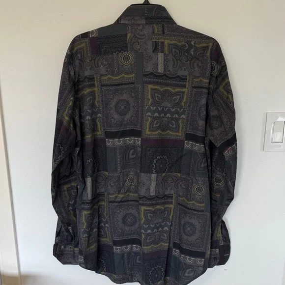 Etro Paisley Patterned Shirt in Purple and Gray Size 44